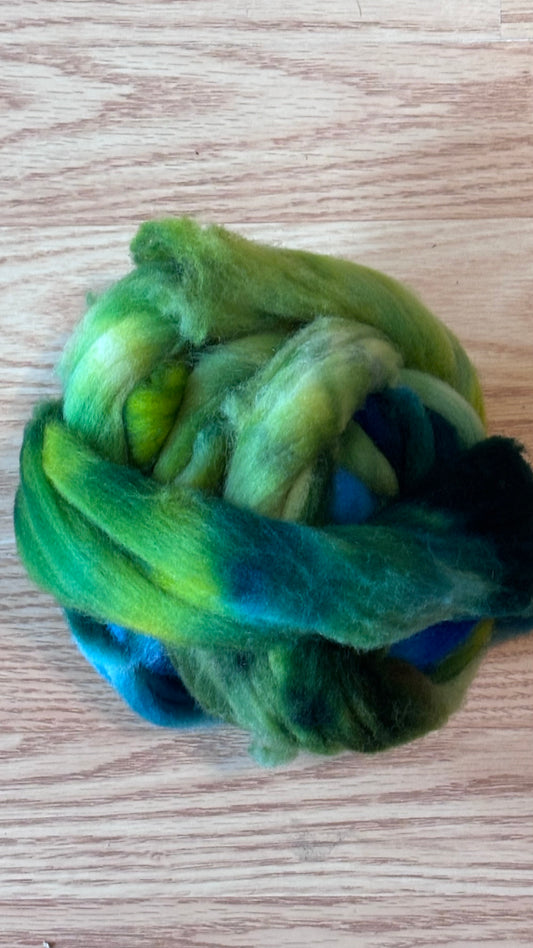 Hand dyed wool roving