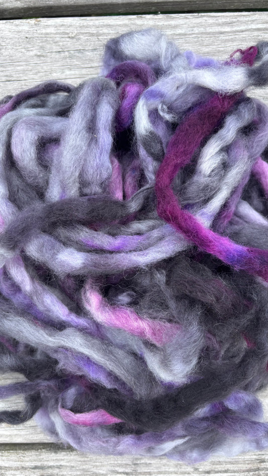 Hand dyed wool/mohair roving 4oz